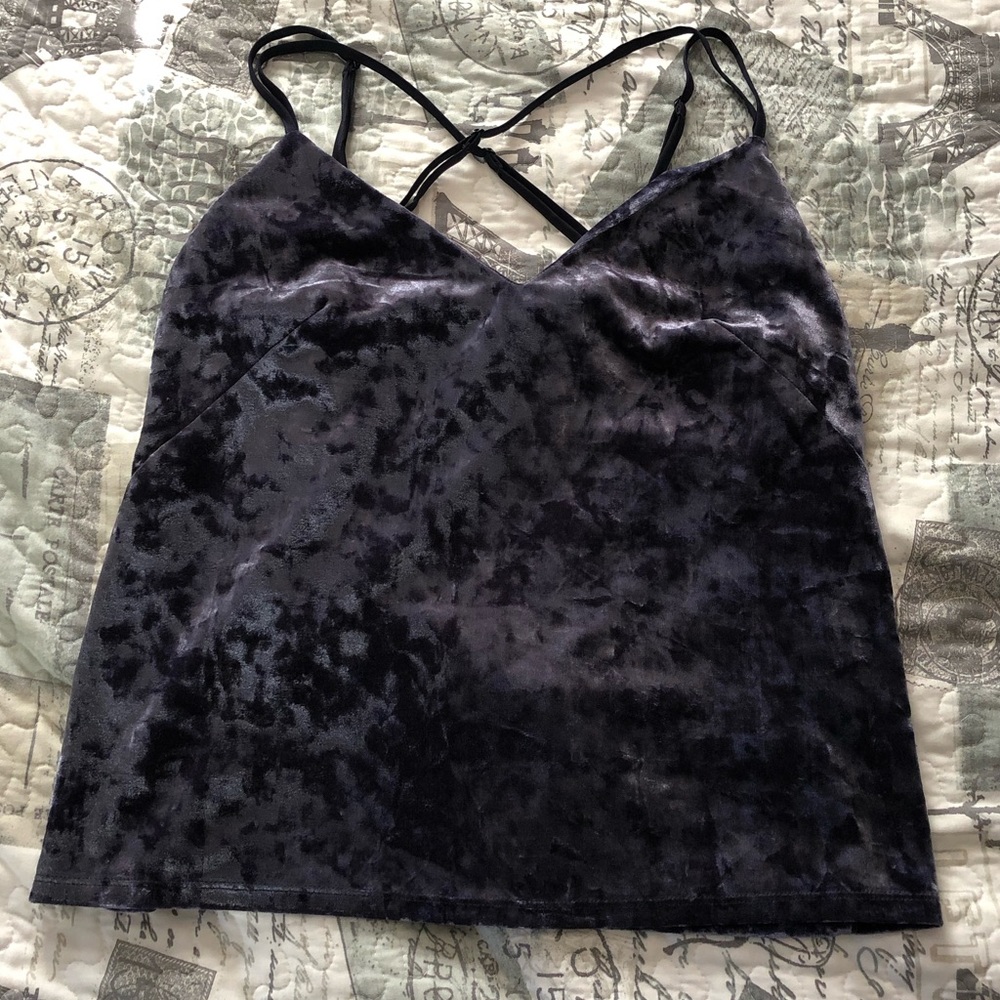 Blue crushed velvet camisole